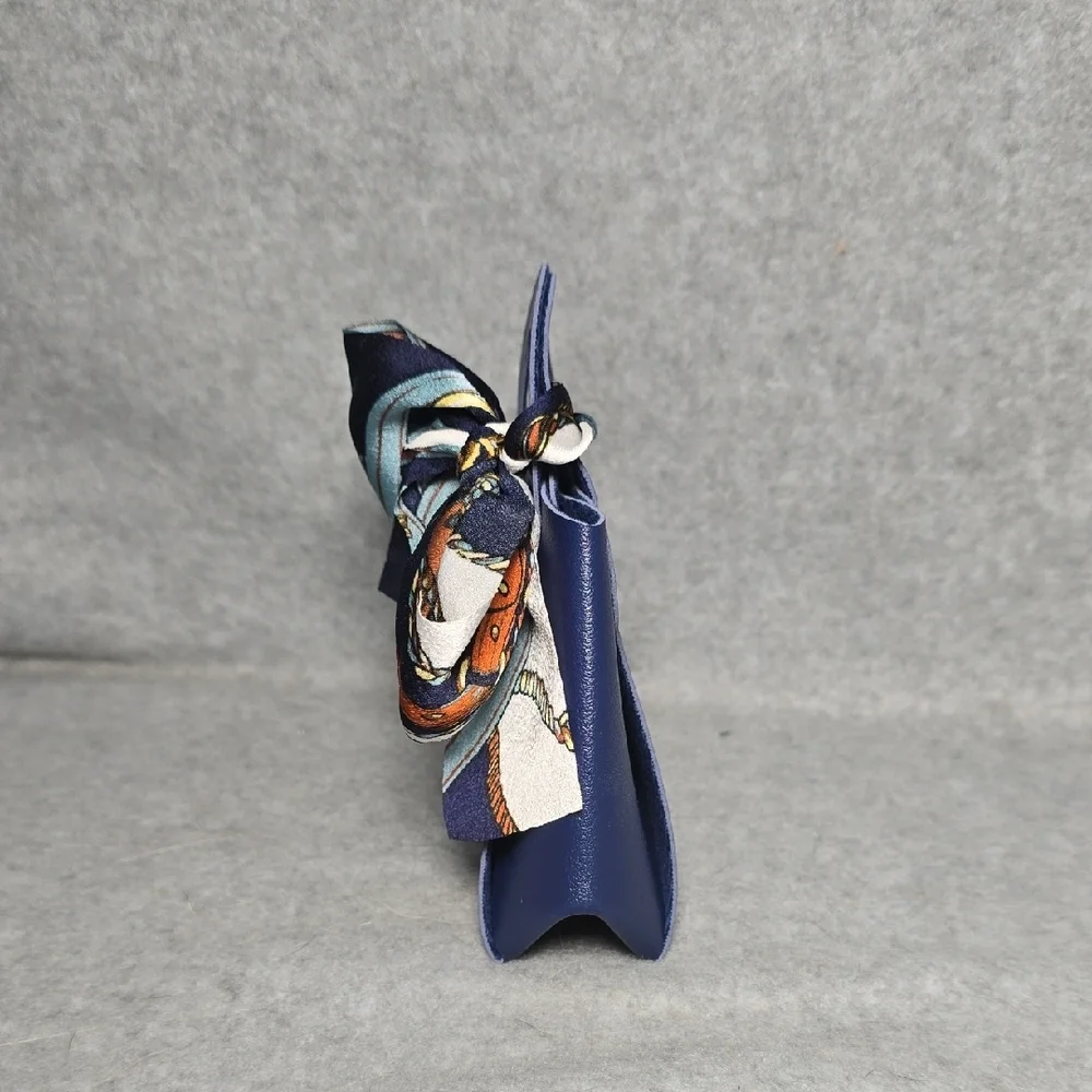 Navy Blue Mini Gift Bag with Scarf Accent